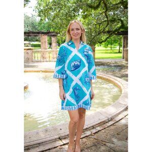 Islapayal Bergen Mini Dress Treasure Island Turquoise Womens Size Small